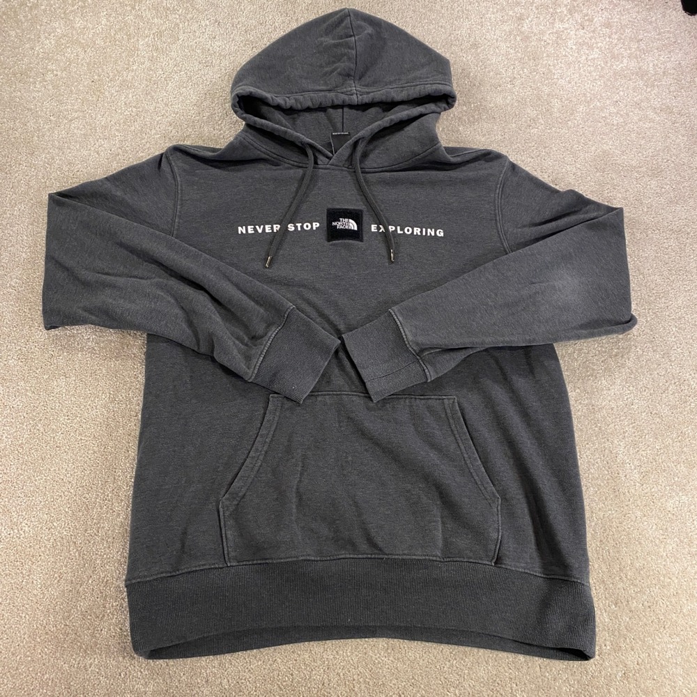 The North Face Hoodie Mens Large Grey Never Stop Exploring Graphic Pullover